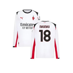 2025-2026 AC Milan Long Sleeve Away Shirt (Nkunku 18)