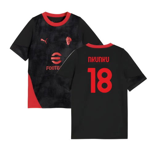 2025-2026 AC Milan Training Jersey (Black) - Kids (Nkunku 18)