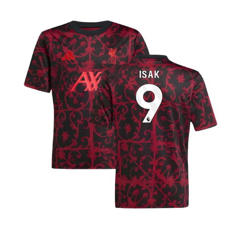 2025-2026 Liverpool Pre-Match Shirt (Black) - Kids (Isak 9)