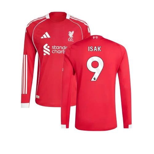 2025-2026 Liverpool Authentic Long Sleeve Home Shirt (Isak 9)