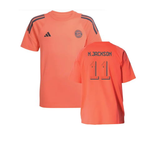 2025-2026 Bayern Munich Training Tee (Easy Coral) - Kids (N.Jackson 11)