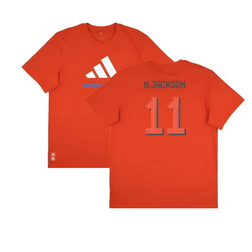2025-2026 Bayern Munich Seasonal Graphic Tee (Red) (N.Jackson 11)