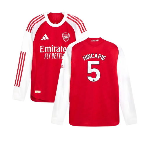 2025-2026 Arsenal Authentic Long Sleeve Home Shirt (Hincapie 5)