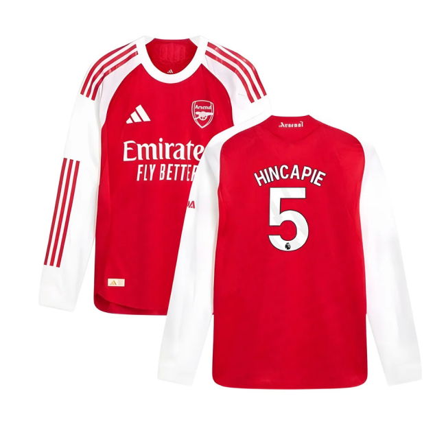 2025-2026 Arsenal Authentic Long Sleeve Home Shirt (Hincapie 5)