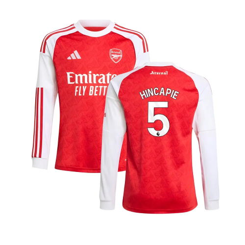 2025-2026 Arsenal Long Sleeve Home Shirt (Kids) (Hincapie 5)