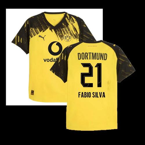 2025-2026 Borussia Dortmund Authentic Home Shirt (Fabio Silva 21)