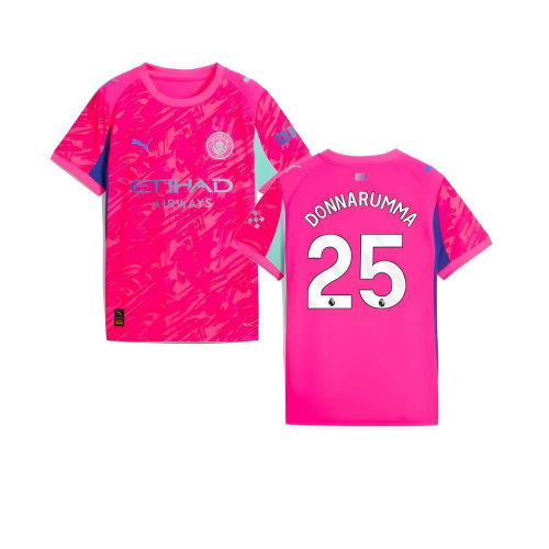 2025-2026 Man City Goalkeeper Home Shirt (Pink) - Kids (Donnarumma 25)