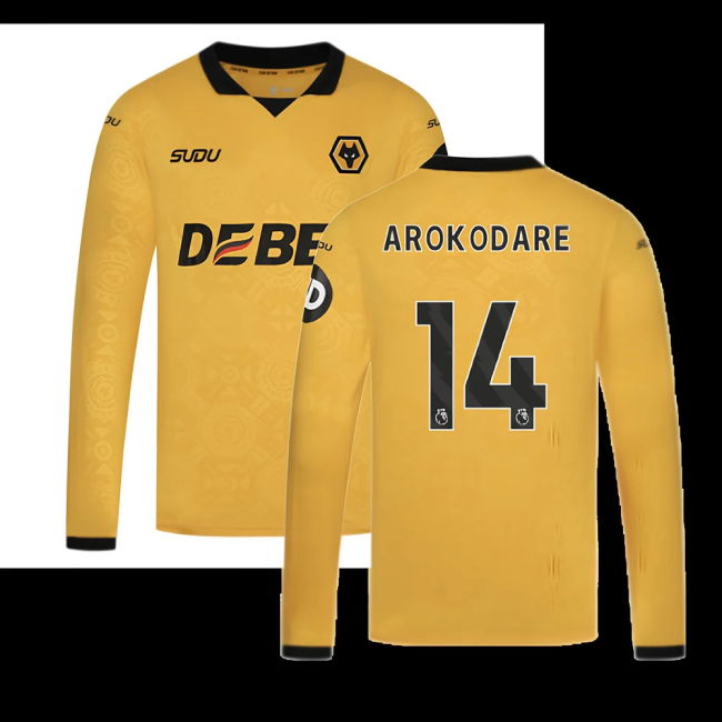 2025-2026 Wolves Long Sleeve Home Shirt (Arokodare 14)