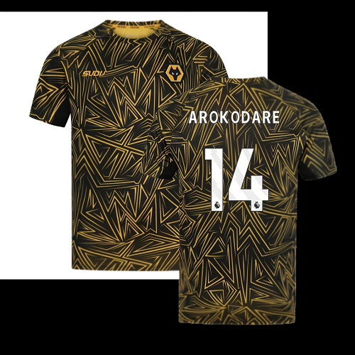2025-2026 Wolves Home Pre-Match Shirt (Black) (Arokodare 14)