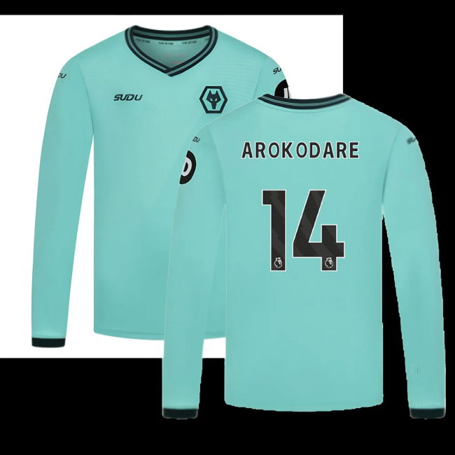 2025-2026 Wolves Long Sleeve Away Shirt (Kids) (Arokodare 14)