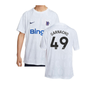 2025-2026 Chelsea Academy Pro Pre-Match Football Top (White) (Garnacho 49)