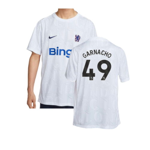 2025-2026 Chelsea Academy Pro Pre-Match Football Top (White) (Garnacho 49)