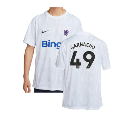 2025-2026 Chelsea Academy Pro Pre-Match Football Top (White) (Garnacho 49)