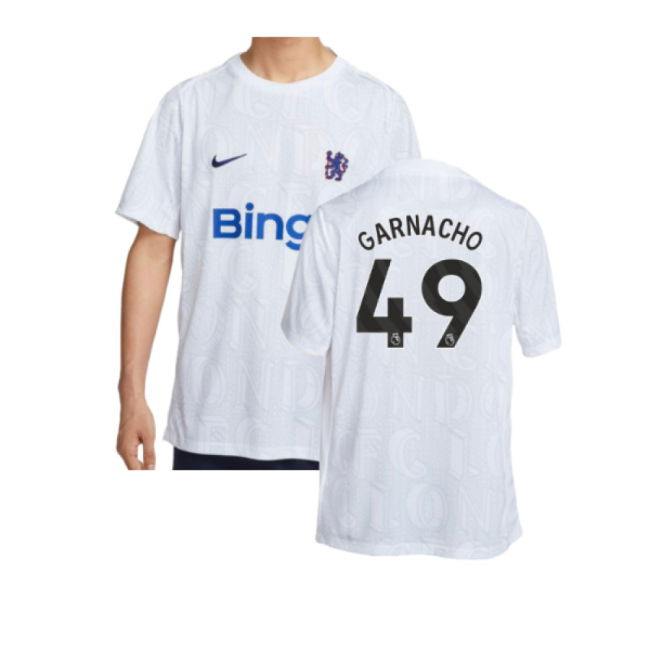 2025-2026 Chelsea Academy Pro Pre-Match Football Top (White) (Garnacho 49)