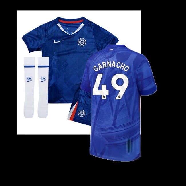 2025-2026 Chelsea Home Little Boys Mini Kit (Garnacho 49)