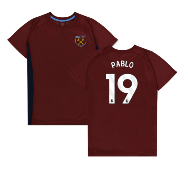 West Ham United Poly T-Shirt (Claret/Blue) - Kids (Pablo 19)