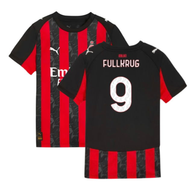 2025-2026 AC Milan Home Shirt (Kids) (Fullkrug 9)
