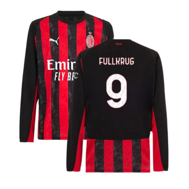 2025-2026 AC Milan Long Sleeve Home Shirt (Fullkrug 9)