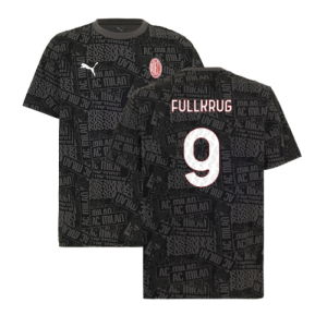 2025-2026 AC Milan ftblCulture Tee AOP (Black) (Fullkrug 9)
