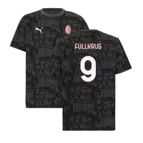 2025-2026 AC Milan ftblCulture Tee AOP (Black) (Fullkrug 9)