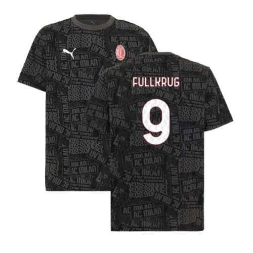2025-2026 AC Milan ftblCulture Tee AOP (Black) (Fullkrug 9)