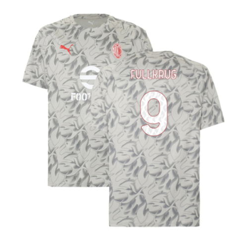 2025-2026 AC Milan Warm Up Jersey (Smokey Gray) (Fullkrug 9)