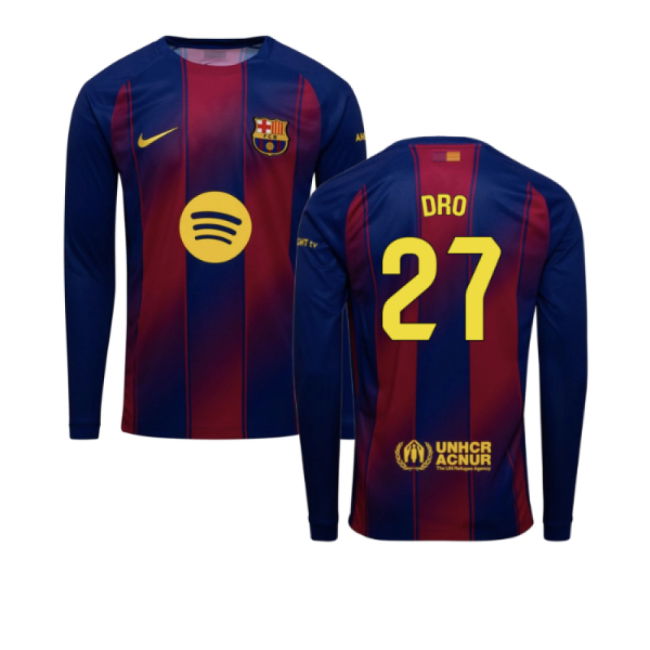 2025-2026 Barcelona Home Long Sleeve Shirt (Dro 27)