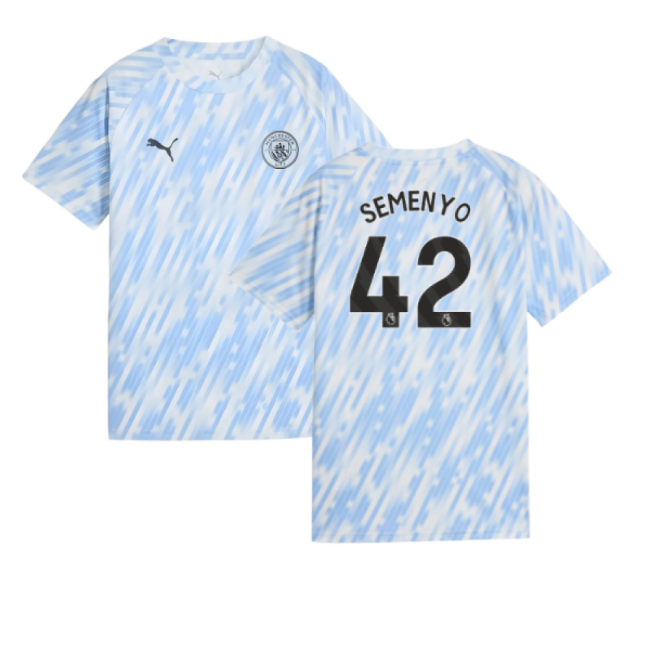 2025-2026 Man City Warm Up Jersey (Silver Sky) - Kids (Semenyo 42)