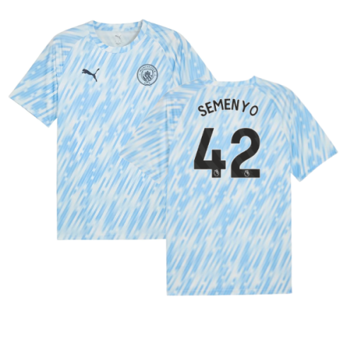 2025-2026 Man City Warm Up Jersey (Silver Sky) (Semenyo 42)