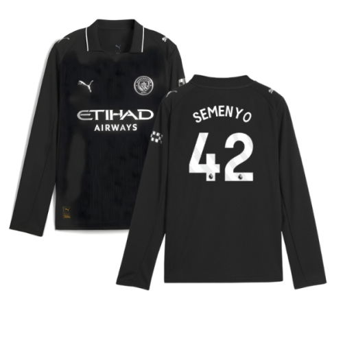2025-2026 Man City Long Sleeve Away Shirt (Kids) (Semenyo 42)