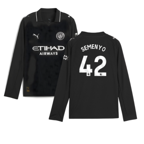 2025-2026 Man City Long Sleeve Away Shirt (Kids) (Semenyo 42)