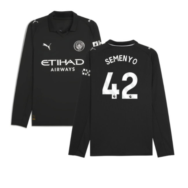 2025-2026 Man City Long Sleeve Away Shirt (Semenyo 42)