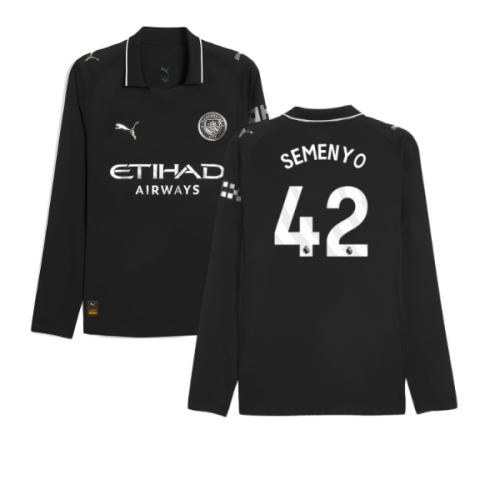 2025-2026 Man City Authentic Long Sleeve Away Shirt (Semenyo 42)