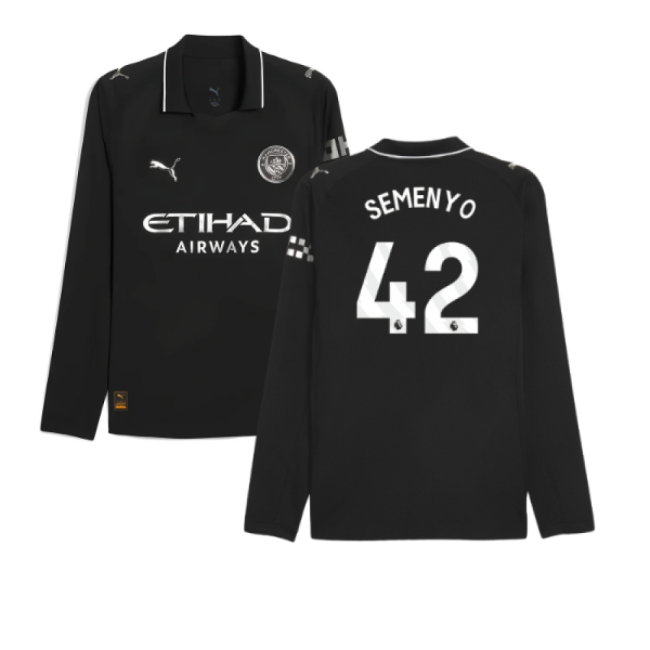 2025-2026 Man City Authentic Long Sleeve Away Shirt (Semenyo 42)
