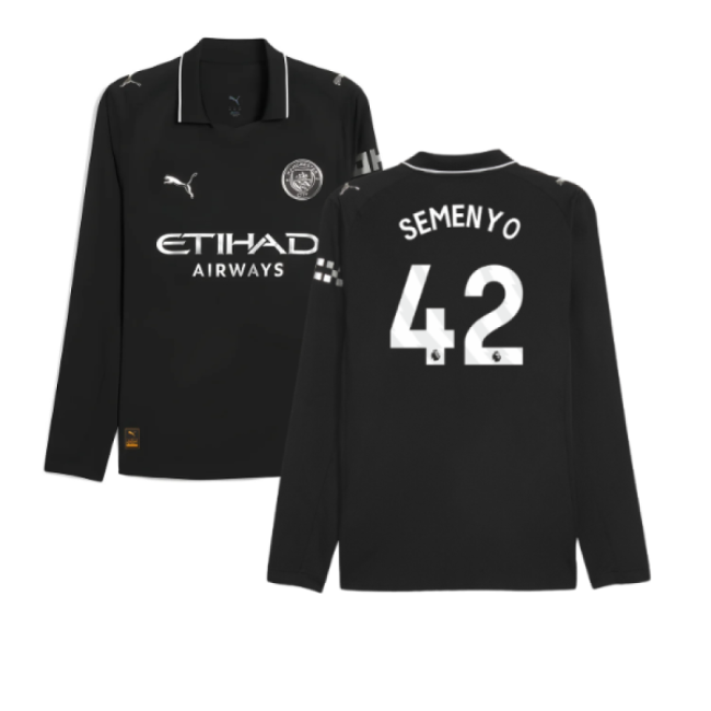 2025-2026 Man City Authentic Long Sleeve Away Shirt (Semenyo 42)