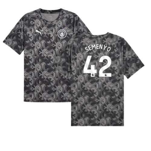 2025-2026 Man City Warm Up Jersey (Black) (Semenyo 42)