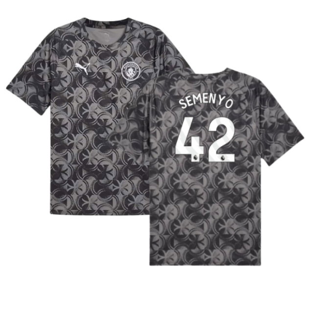 2025-2026 Man City Warm Up Jersey (Black) (Semenyo 42)