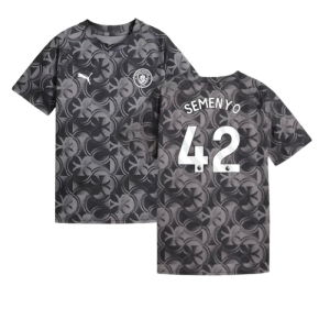 2025-2026 Man City Warm Up Jersey (Black) - Kids (Semenyo 42)
