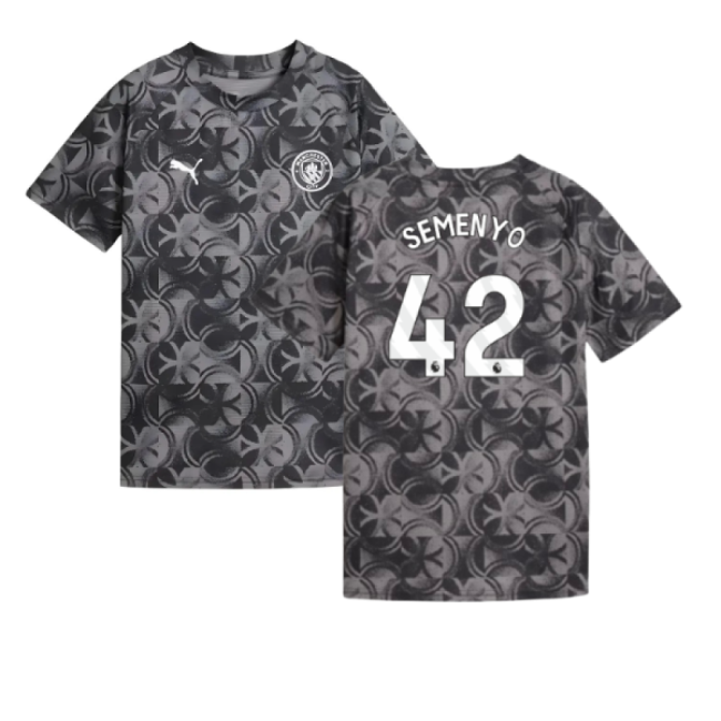 2025-2026 Man City Warm Up Jersey (Black) - Kids (Semenyo 42)