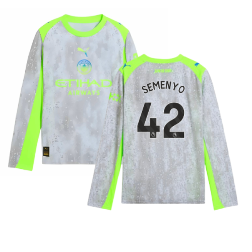 2025-2026 Man City Long Sleeve Third Shirt (Kids) (Semenyo 42)