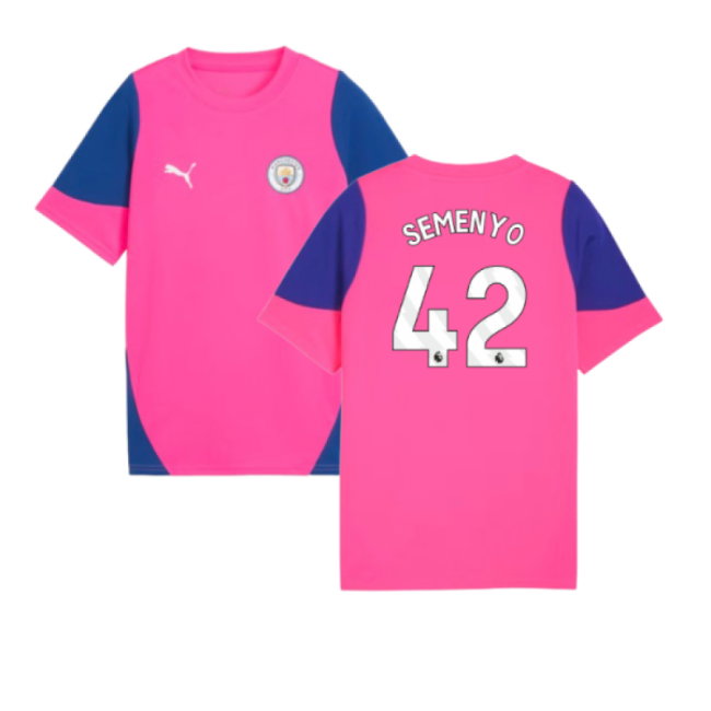 2025-2026 Man City Training Jersey (Fluro Pink) - Kids (Semenyo 42)