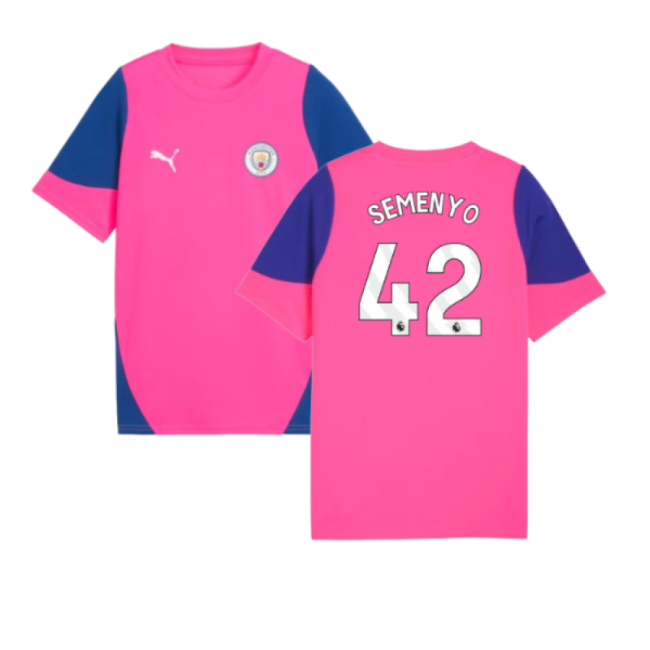 2025-2026 Man City Training Jersey (Fluro Pink) - Kids (Semenyo 42)