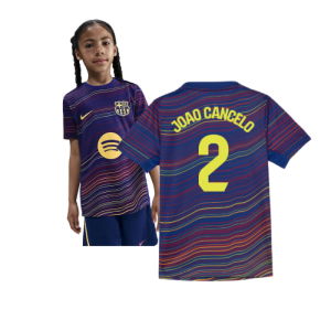 2025-2026 Barcelona Academy Pro Pre Match Shirt (Blue) - Kids (Joao Cancelo 2)