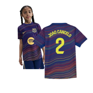 2025-2026 Barcelona Academy Pro Pre Match Shirt (Blue) - Kids (Joao Cancelo 2)