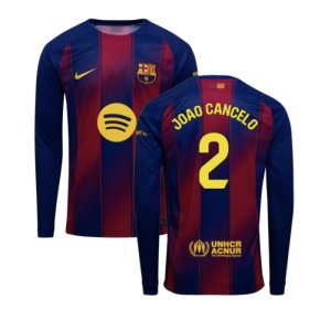 2025-2026 Barcelona Home Long Sleeve Shirt (Joao Cancelo 2)