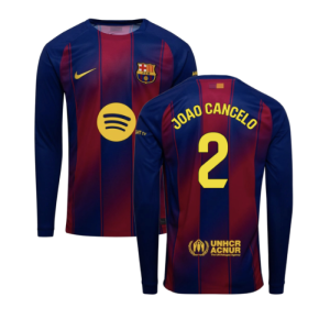 2025-2026 Barcelona Home Long Sleeve Shirt (Joao Cancelo 2)