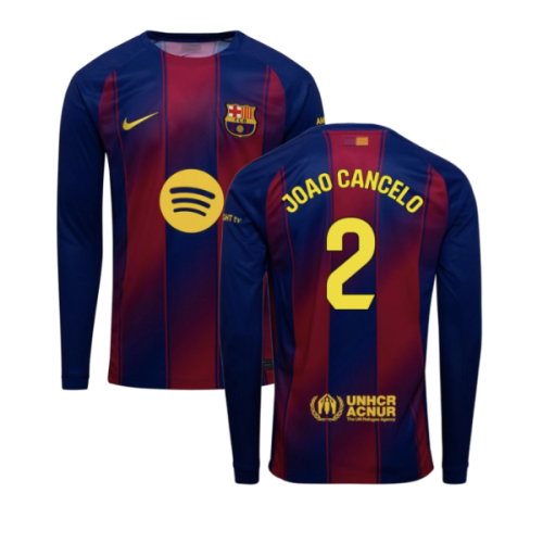 2025-2026 Barcelona Home Long Sleeve Shirt (Joao Cancelo 2)