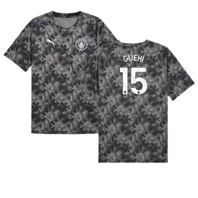 2025-2026 Man City Warm Up Jersey (Black) (Guehi 15)