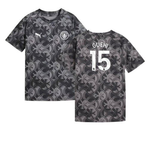 2025-2026 Man City Warm Up Jersey (Black) - Kids (Guehi 15)