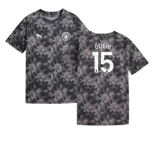 2025-2026 Man City Warm Up Jersey (Black) - Kids (Guehi 15)